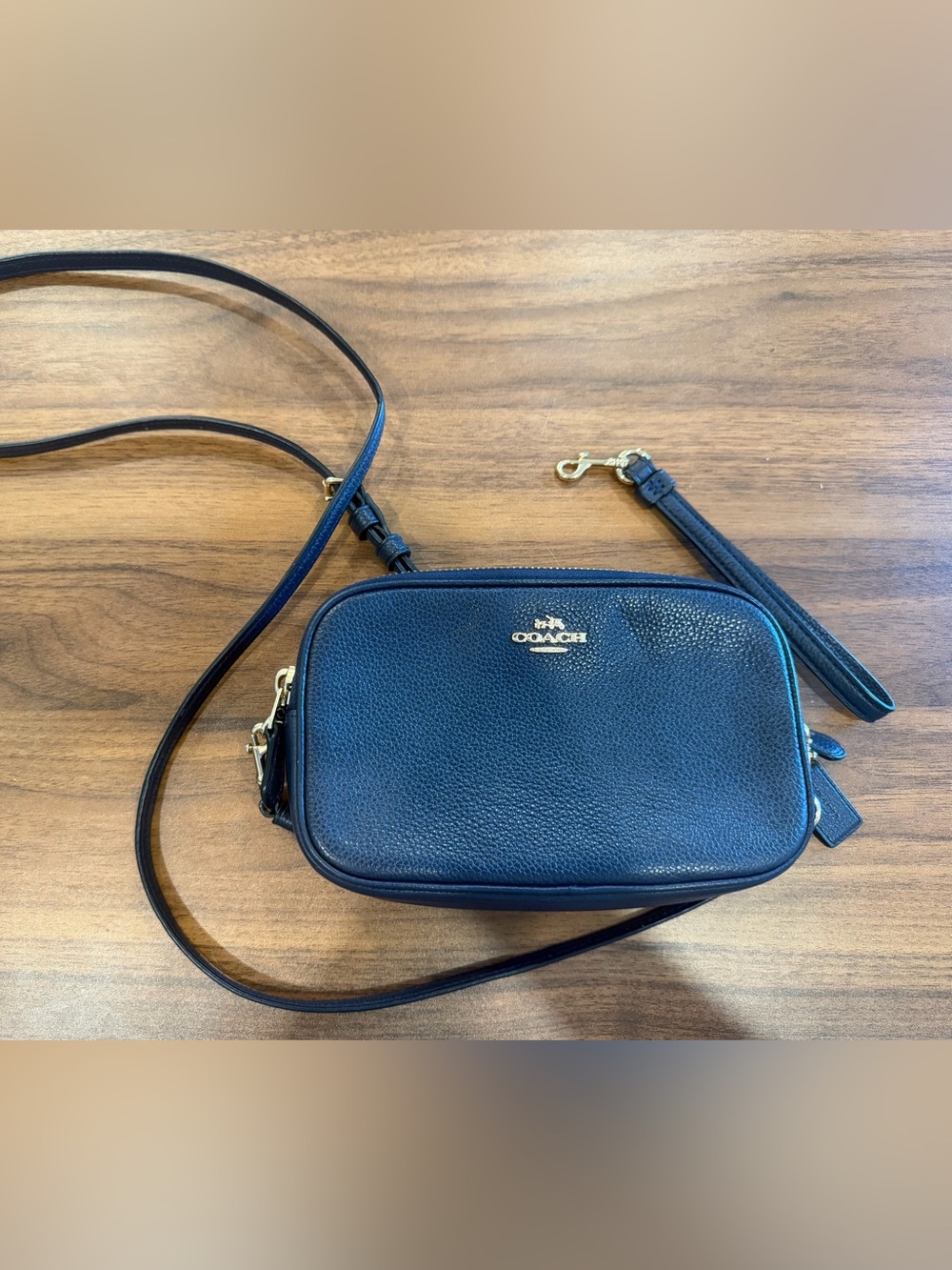 Coach Black Pebbled Leather Small Crossbody with Gold Logo - Picture 2 of 4